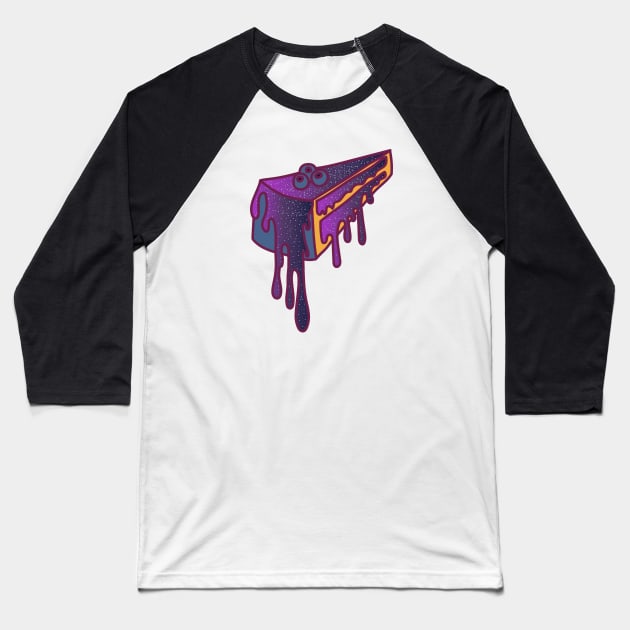 Dripping Galaxy Blueberry Cake Baseball T-Shirt by Graograman